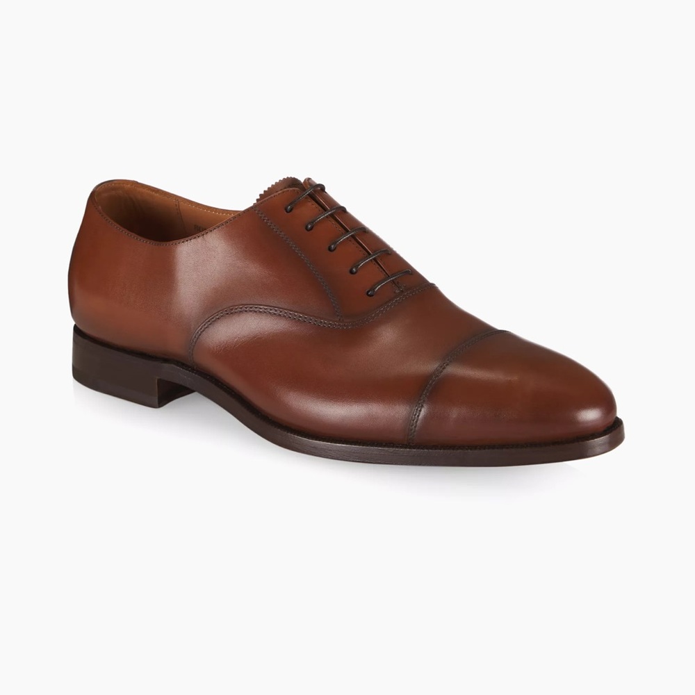 Ralph Lauren Purple Label Daxton Cap Toe Dress Shoe Loafer Tan 9.5D